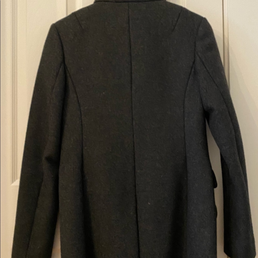 AllSaints Dark Gray Asymmetric Wool Coat - Picture 5 of 6